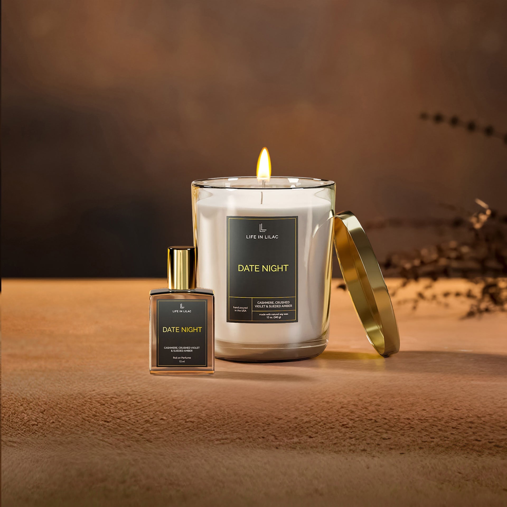 Date Night Candle And Roll On Perfume Bundle